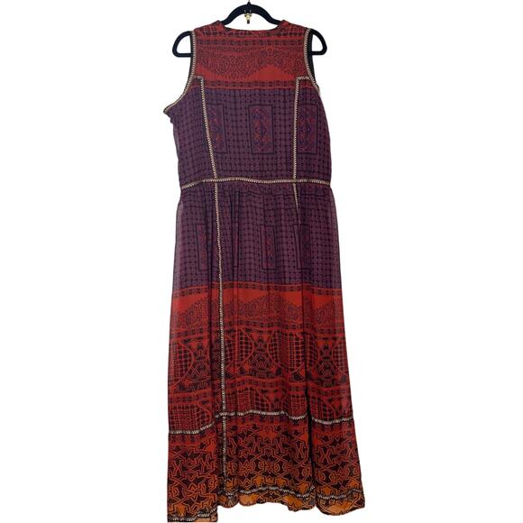 Jessica London Maxi Lagenlook Bohemian‎ Boho Dress 18 Plus Print Purple Ombr Red - Picture 4 of 9